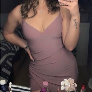 Elegant Mauve Spaghetti Strap Dress
